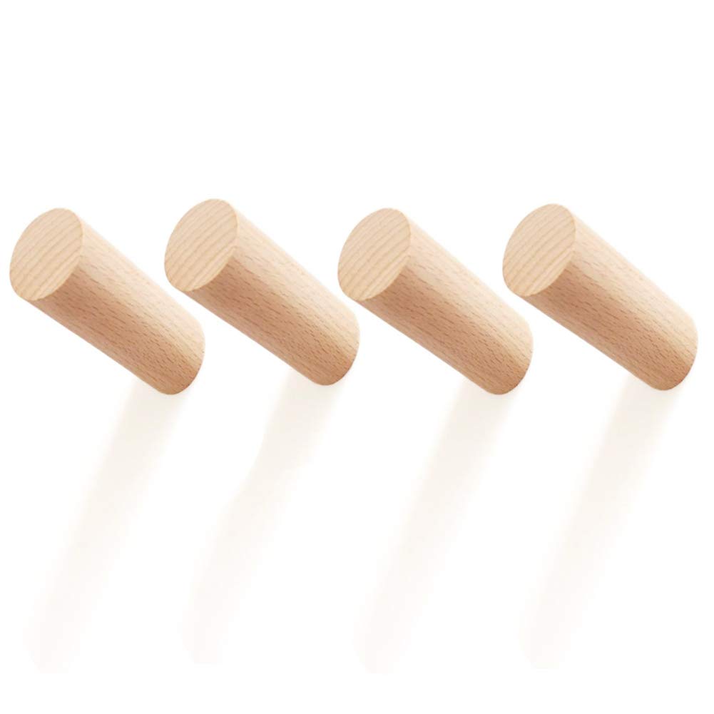 Curious Fish Wooden Coat Hooks Wall Mounted, 4PCS Wall Coat Hook, Entryway Coat Hook, Wood Wall Hook Pegs Coat Hanger, Wood Hooks Wall Hanger Towel Hook