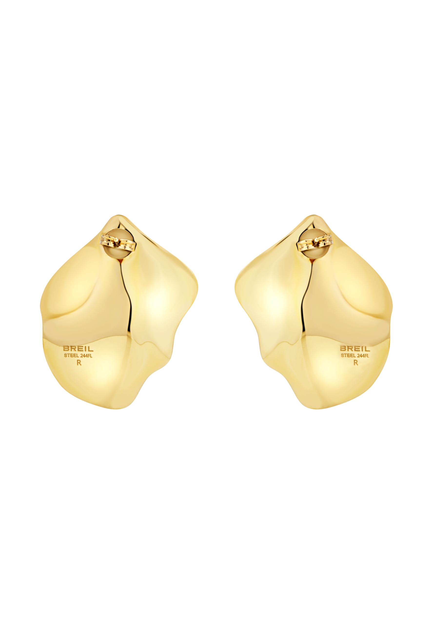 Breil, Collezione Poetic, Orecchini Donna in Acciaio Lucido dalla Forma Liquida e Sinuosa, Chiusura a Farfalla, Idea Regalo Donna