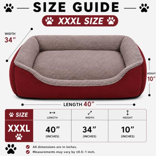 Image of SITSNOOZE Giant Reversible Orthopedic Dog Bed XXXL Size for Massive Breeds 45 kg and Above Washable Sofa Mat for Tibetan Mastiff and Newfoundland (Red & Brown, XXXL)