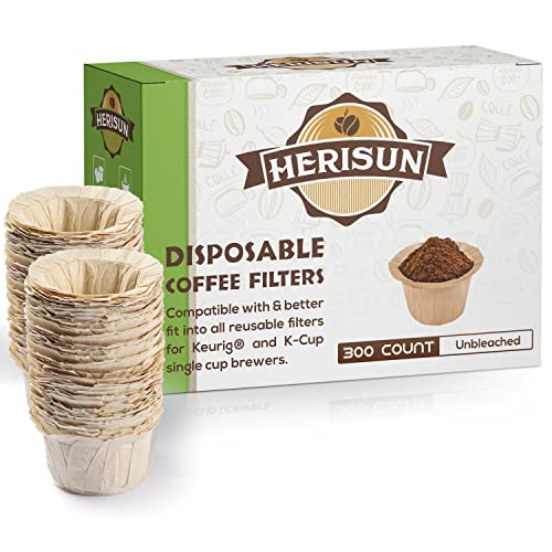 HERISUN 300 Count Disposable K Cup Filters, Coffee Filter Paper for Keurig Brewers Single Serve...
