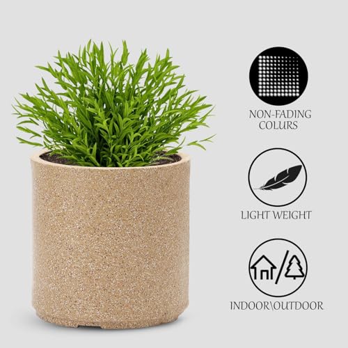Image of GTB Cylinder German Polymer Pots for Plants Highly Durable Polymers Lightweight Indoor Outdoor Plant Pots, Flower Pot Gamla Tree Planter Container Planters(Plant not Included) (Sandstone, 12 inch)