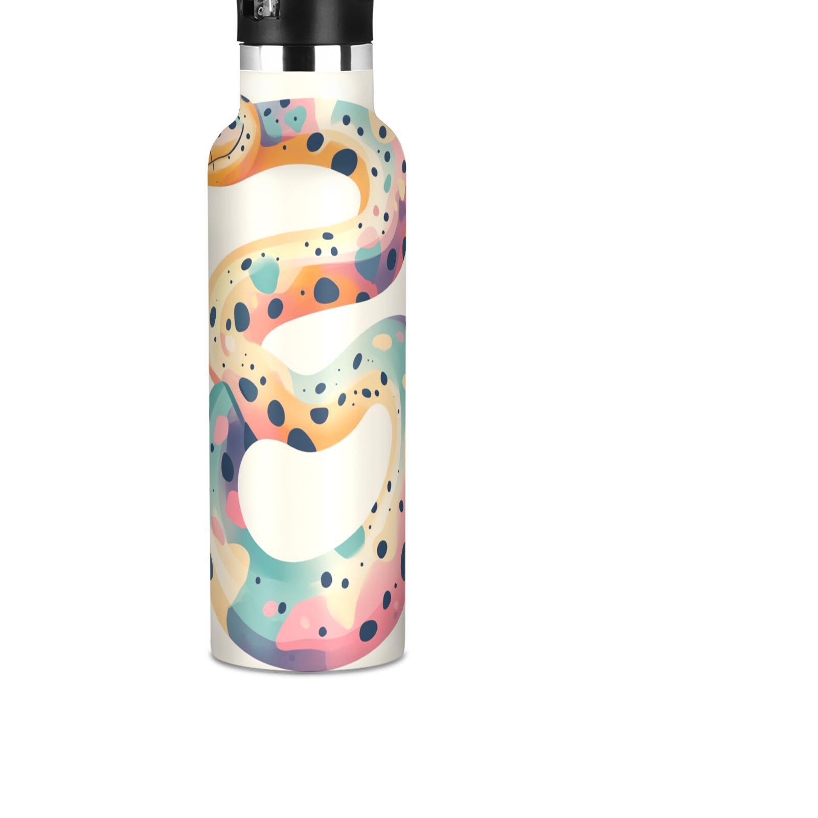 - 20 oz Snake Bot Graphic White Water Bottle with Straw Lid 304 Stainless Reusable Insulated Bottles