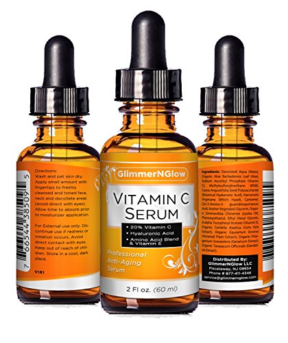 PROFESSIONAL GRADE 2oz VITAMIN C SERUM 20% With Hyaluronic Acid - Vitamin E, Witch Hazel, Vegetable Glycerin, Jojoba Oil & More - Anti Wrinkle, Anti Aging, Repairs Dark Circles & More - MADE IN USA