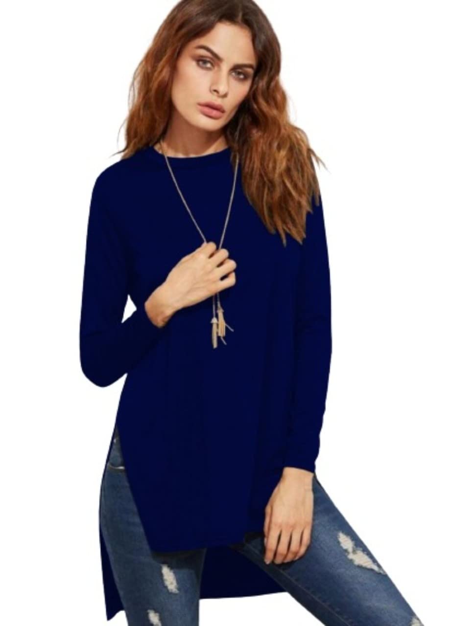 Dream Beauty Fashion Regular Fit Women's High Turtle Neck Long Sleeves Jumper Long Top (T-43 Echo Navy Blue-M) - Image 2 thumbnail