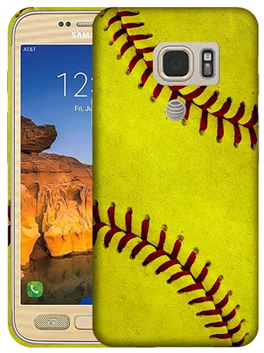 SM Cases Compatible with Samsung Galaxy S7 Active Case - Softball 3D Printed Design Phone Back Hard Plastic Cover Case for Samsung Galaxy S7 Active. White