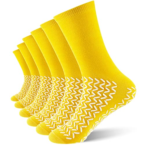 Chaussettes antidérapantes XXL jaune confort pour marcher en sécurité sur le carrelage