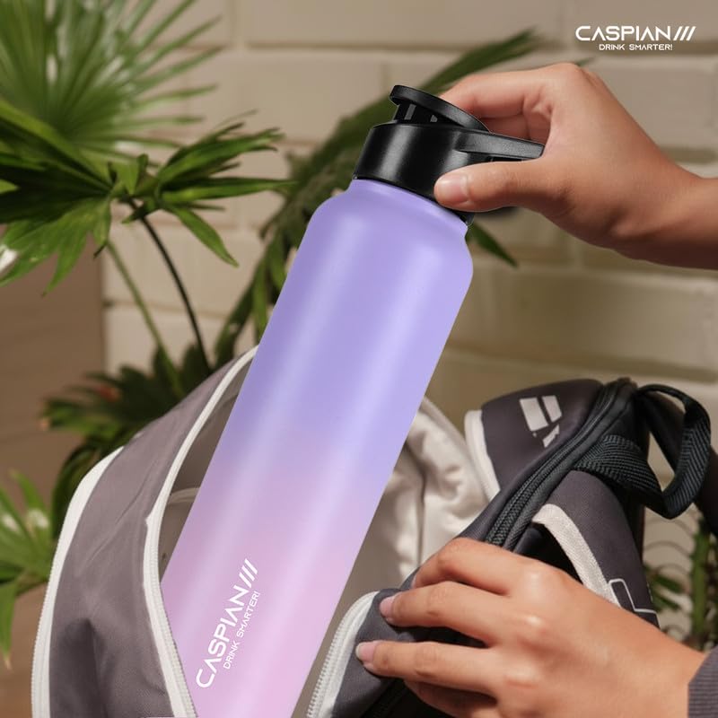 Image of CASPIAN / / / Hike Stainless Steel Customize Sipper Water Bottle Leak Proof Thunder for Fridge Home Office Travel School Kids Boys Girls Adults Sports Gym Yoga (P Blue 1 Litre, Set of 1)