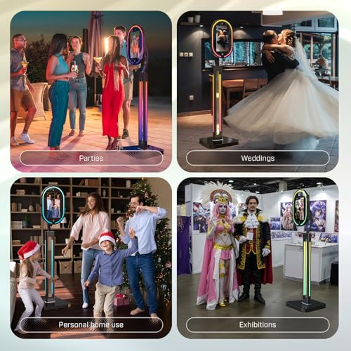 Image of MWE Magic Mirror Photo Booth Touch Screen with 1200W Pixel 4K HD Camera,RGB Surround Light Music Sync,Mirror Video Booth with Software APP Remote Control,No Printer (Black, 15.6in)