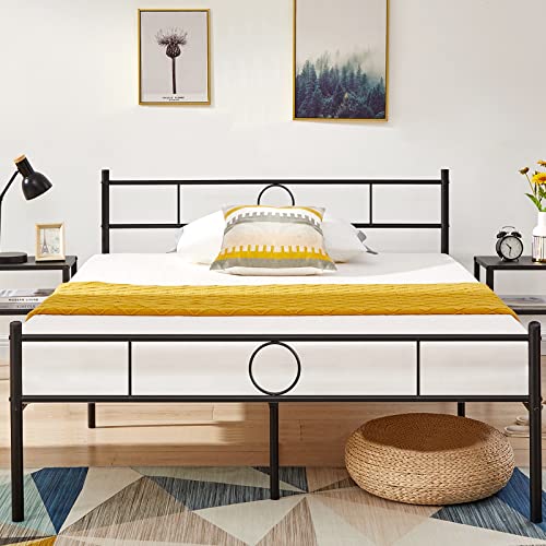 Aingoo Doppelbett Bettgestell mit Lattenrost -Gästebett Metallbett mit Geformte große Lagerfläche...