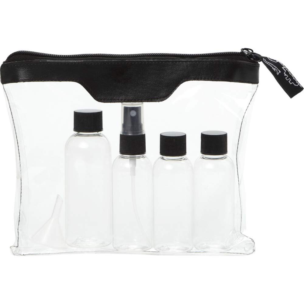 Bullet Munich Airline Approved Travel Bottle Set (7.9 x 6.3 x 1.3 inches) (Transparent/Black)