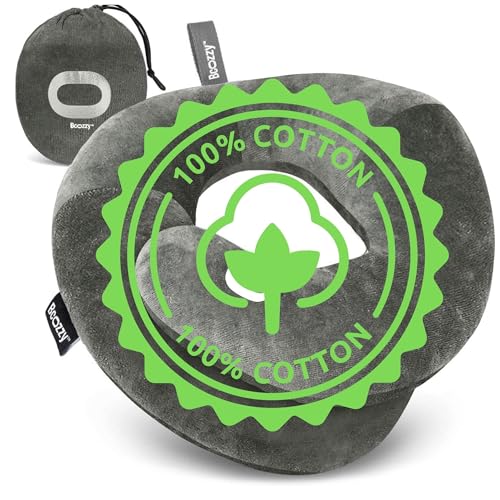 BCOZZY Travel Neck Pillow for Airplane Patented Double Support for Head Neck and Chin. Best for Long Flights Plane Sleeping and Car Rides. Adjustable Size. Fully Washable. Carry Bag. Large Gr product thumbnail 19