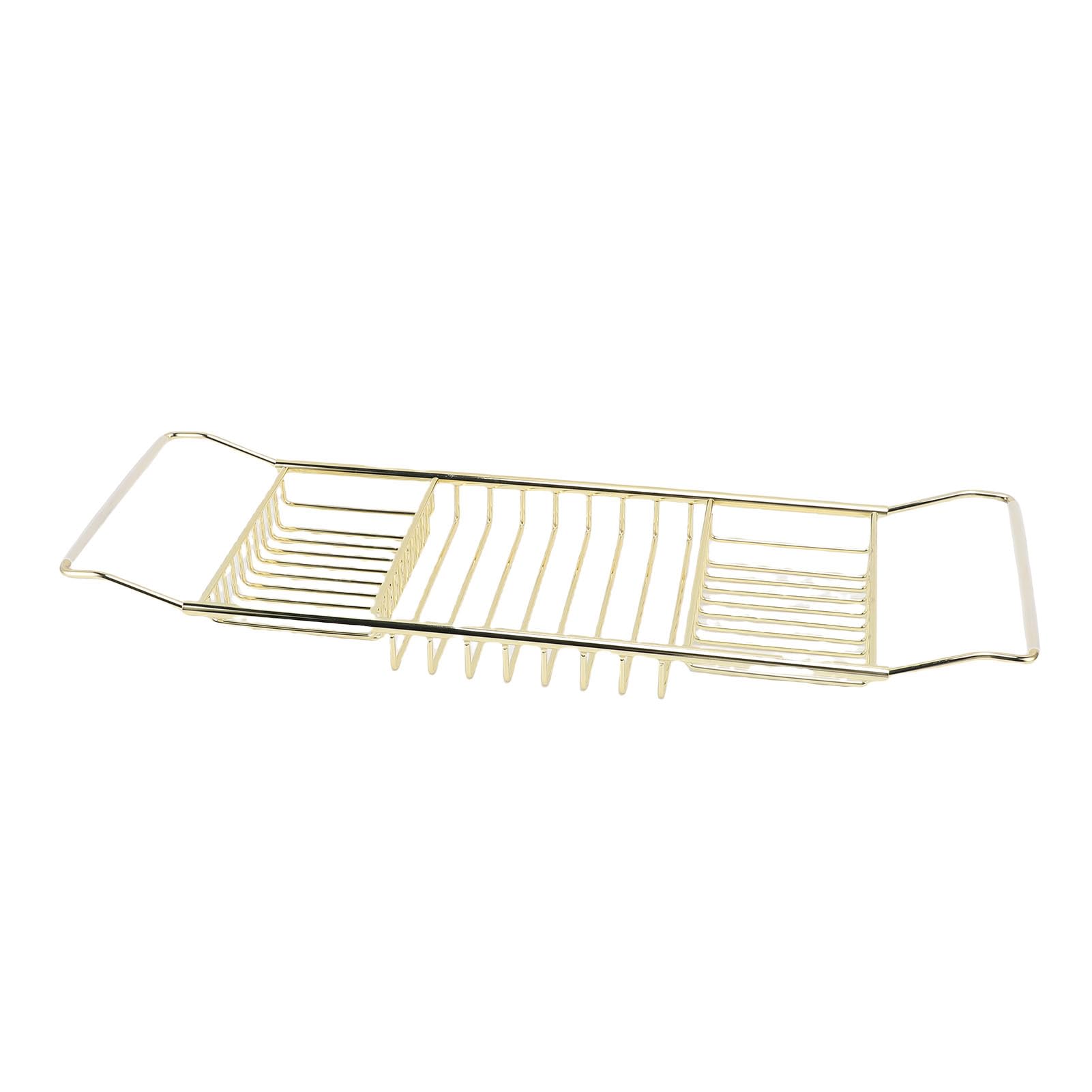 LiebeWH Bandeja para Bañera Bandeja para Bañera Expandible de Acero Inoxidable de 63,5 a 97,5 Cm Estante Ajustable para Champú Bolas de Baño Organizador de Baño Moderno para Adultos (Gold)