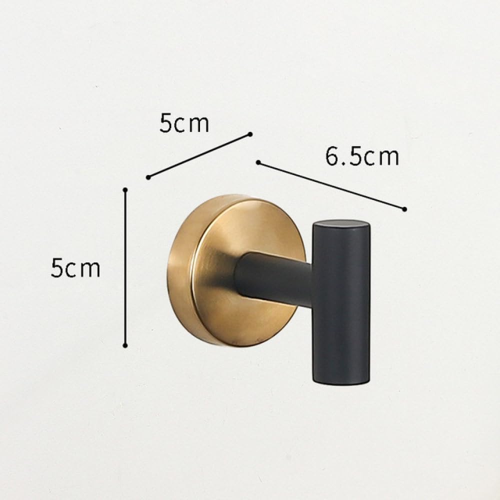 Türhaken Badezimmerhaken Badezimmer-Hardware-Set aus schwarzem und goldenem Edelstahl, Handtuchhalter, Toilettenpapierhalter, Kleiderhaken, Badezimmerrollenhandtuchhalter, Ring, Haken(Color:Hook)
