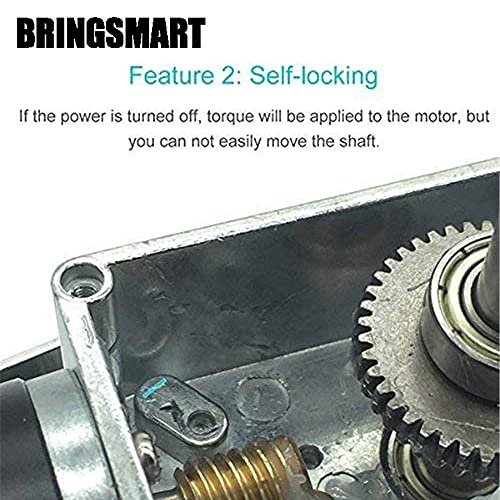 Image of BRINGSMART A58SW31ZY Mini Turbine Geared Motor 24V 16rpm DC Worm Gear Motor Self-Locking Reversed for DIY Robot Rotating Table Door Lock Curtain Machine (24V 16rpm)