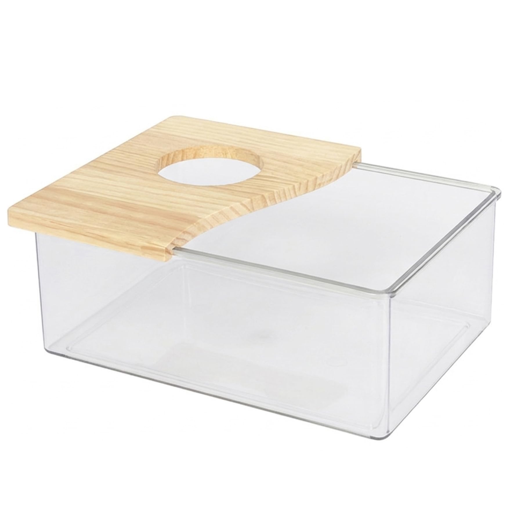 Caja de arena para hámster, cubierta de madera, caja de excavación de hámster de acrílico transparente para mascotas pequeñas, ahorra espacio, fácil de limpiar, contenedor estable para hámsteres, j
