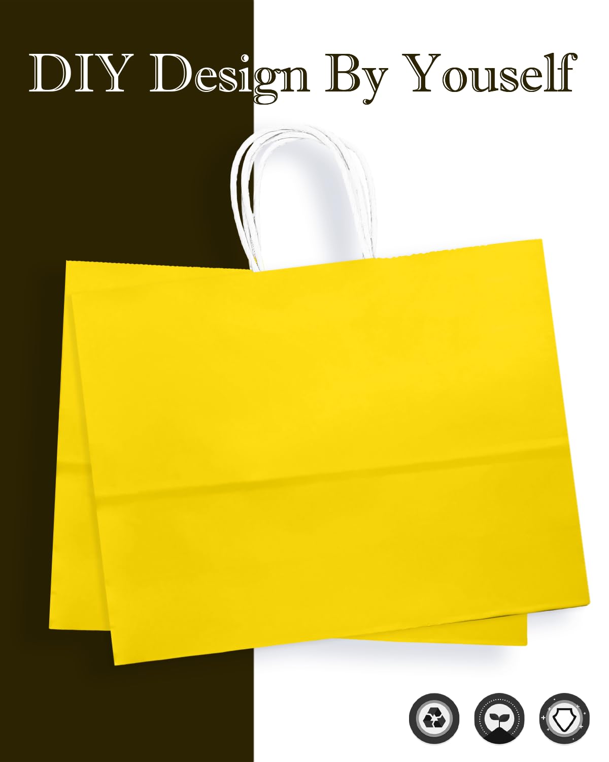 qiqee 24PCS Large Gift Bag with Handles Bulk 13"x4.5"x10" Gift Bags Bright Yellow Bags Multiple Uses (32x11x25cm,Wide Large)