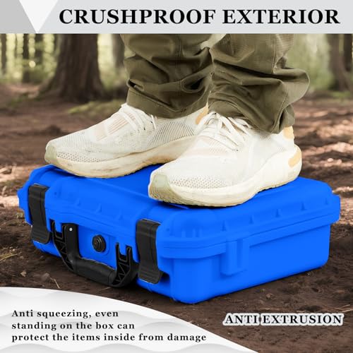 Image of Relaxweex 1 Pcs Waterproof Hard Case with DIY Customizable Foam Insert Portable Protective Case with Knife for Camera Drones Equipments Tools Test Instruments(Blue,8.5 x 6.5 x 3.7 Inch)