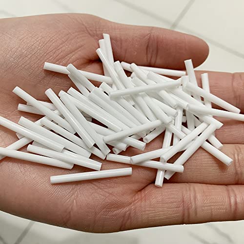 25Mm 1" Czech Glass Seed Beads Tube Lined Bugle Beads Spacer Long Earrings Findings (White) #TOP2