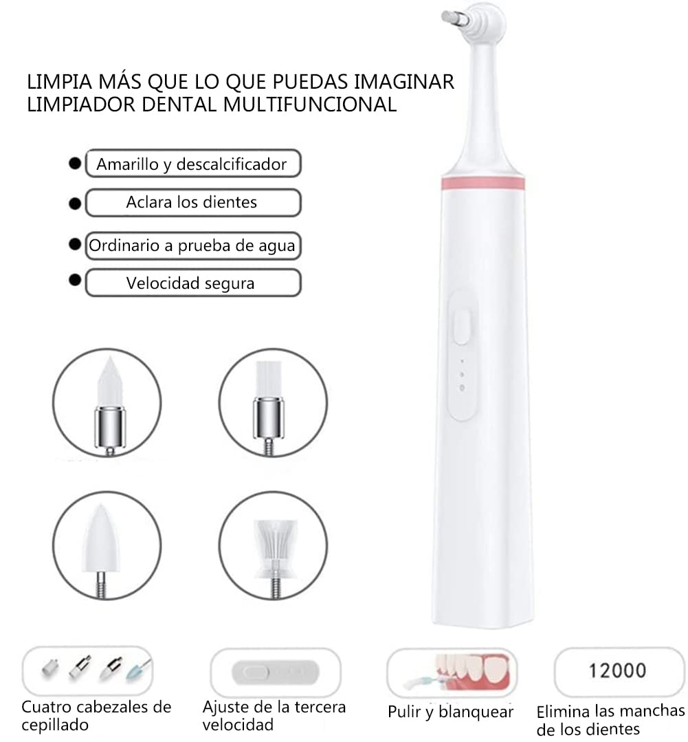 Cepillo De Dientes EléCtrico Pulidor De Dientes, Raspador De Manchas Dentales EliminacióN De Sarro Limpieza De Dientes De Mascotas Limpiador Pulidor con 4 Cabezas De Pulido