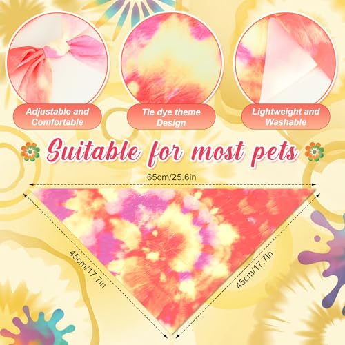 Image of Abbylike 50 Pieces Tie Dye Dog Bandanas Bulk Colorful Hippie Pattern Dog Bandanas for Dogs Triangle Kerchief Scarf Bibs Set for Pets Summer Party Costume Accessories, 25 Styles (25.6 x 17.7 x 17.7)
