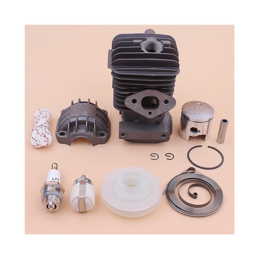 Kit de Base de cárter de Motor de pistón de Cilindro de 34 mm, Compatible con polea de Arranque de Retroceso de 25 CC China, bujía y Pieza de Motosierra.