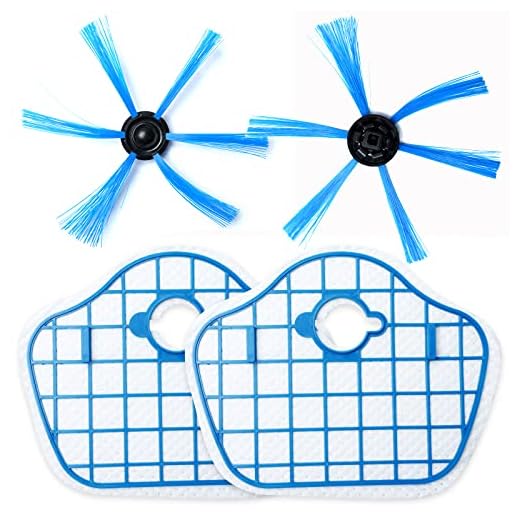 HUAYUWA 2-pack sidoborste med HEPA-filterset passar för Philips Robot FC8013 FC8774 FC8772 FC8776 reservdelar för dammsugare