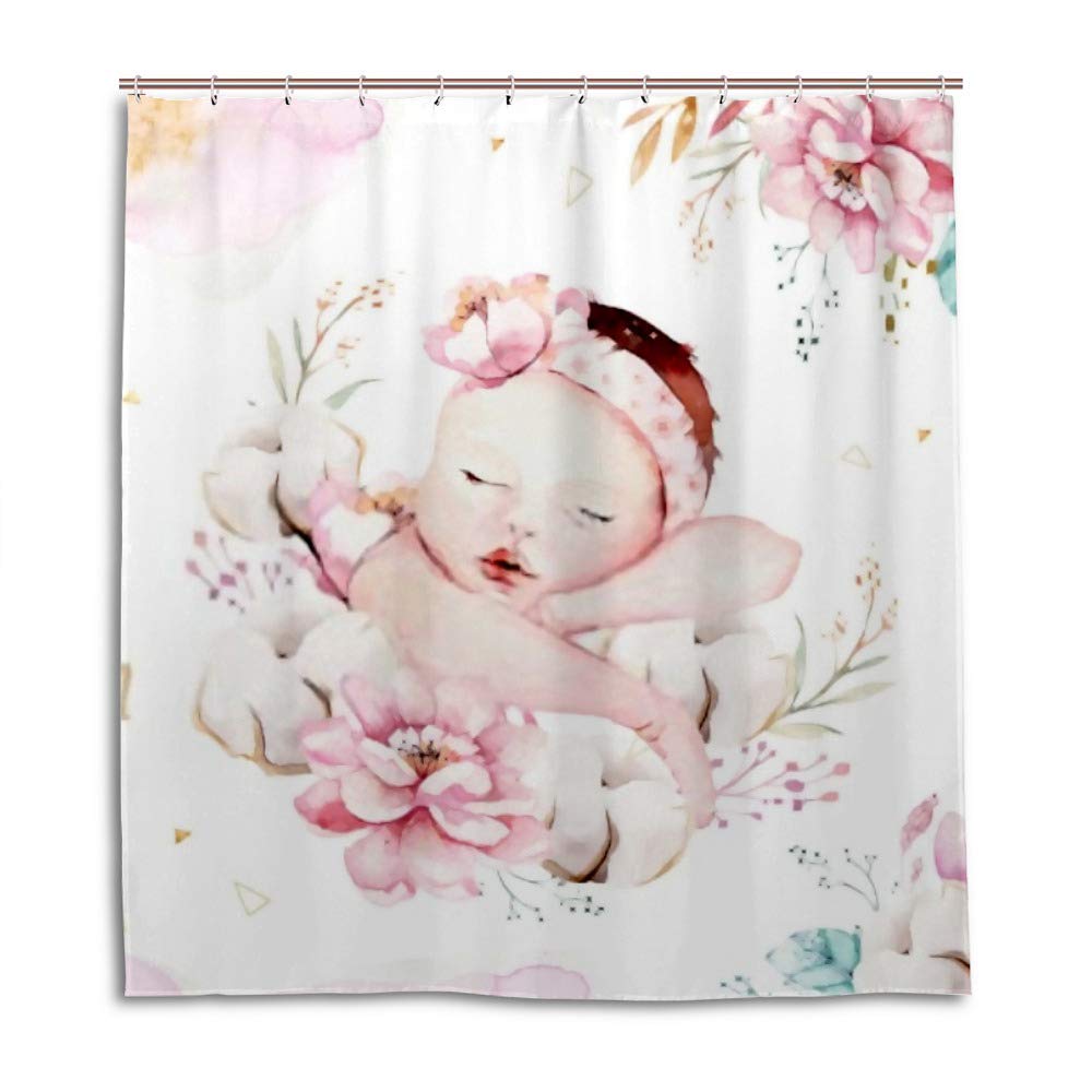 Rideau de douche CHEHONG en polyester imperméable aquarelle pour salle de bain 180x180cm