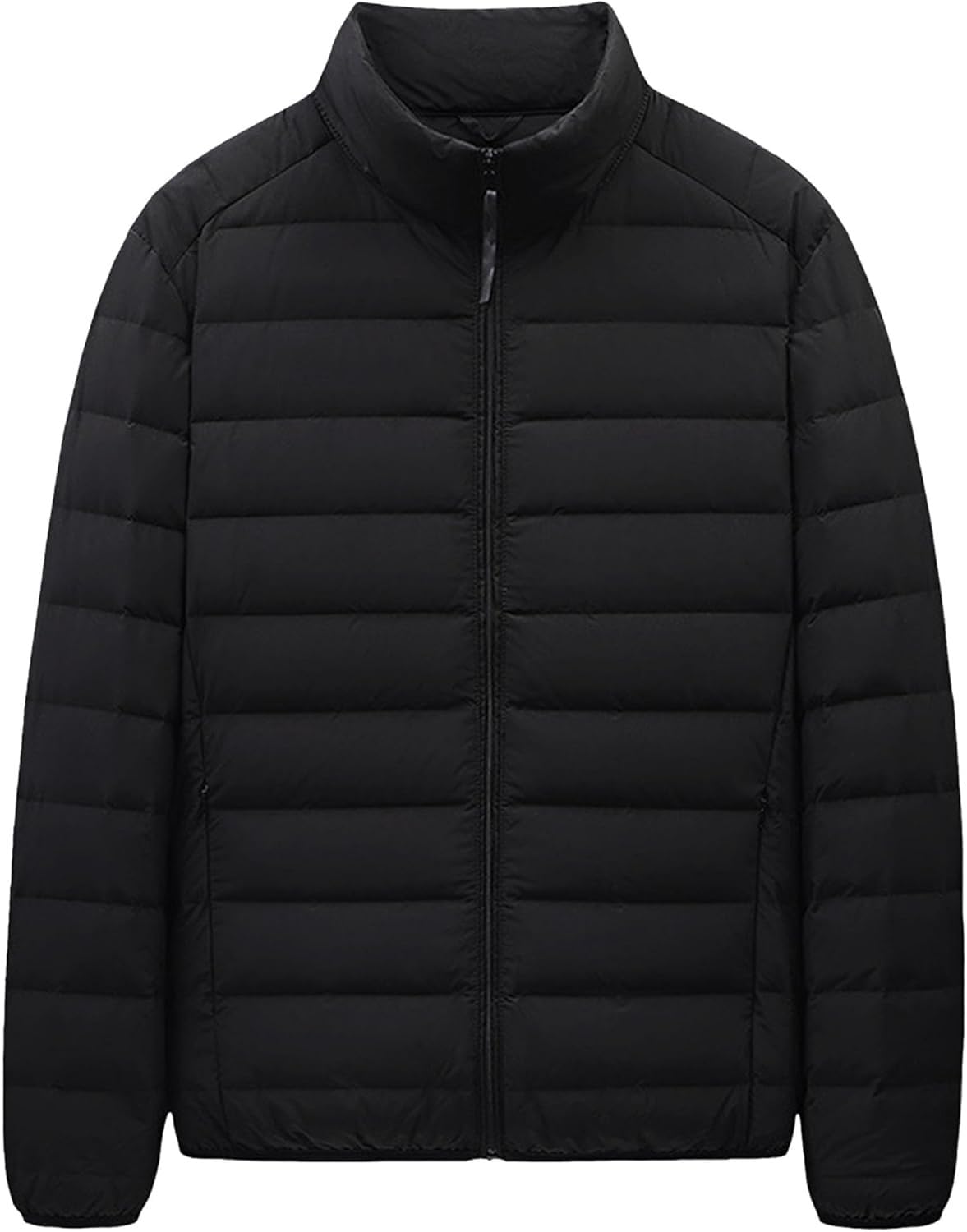 Mens Padded Down Jacket Coat Lightweight Warm Winter Thicken Down Outerwear Windproof Parka Overcoat Black Medium