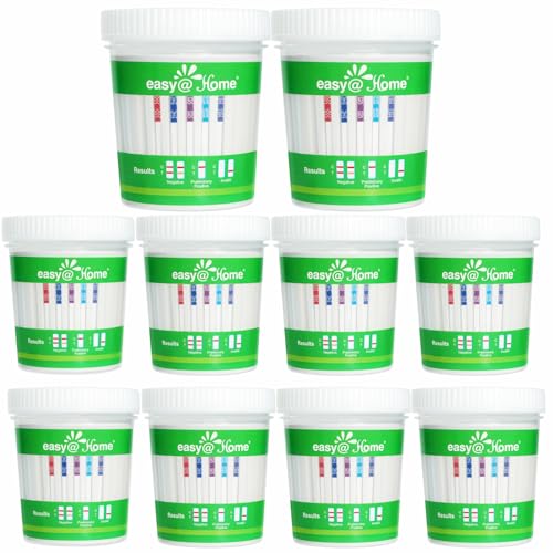 Easy@Home 10 Pack Drug Test Cup- 5 Popular Drug Tests Marijuana (THC),Amphetamine (AMP),Cocaine (COC), Methamphetamine (MET), Opiate (OPI 2000) - #ECDOA-254