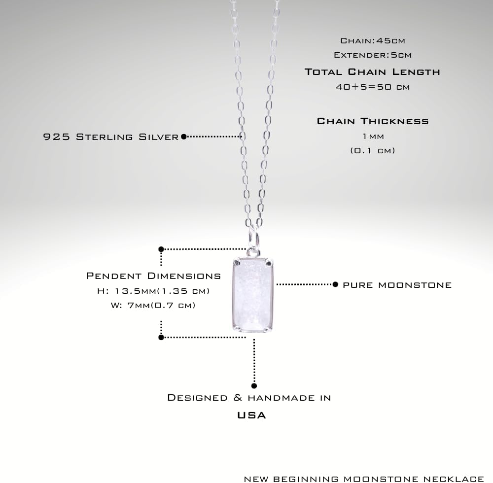 Moonstone Necklace for Women, 925 Sterling Silver New Beginnings Pendant, Meaningful Gift for Her, Friend, Daughter, Birthday or Graduation, Mothers Day Gifts, Valentines Day Gifts - Image 3