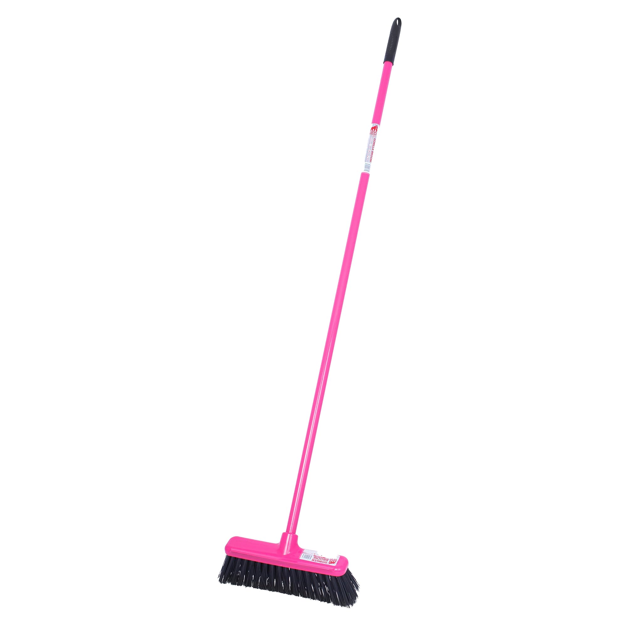 Red Gorilla Broom Long Handled Sweeping Brush Hard Bristles 30cm Head Weather Resistant for Indoors Outdoors Yard 1.57m Long (Pink)
