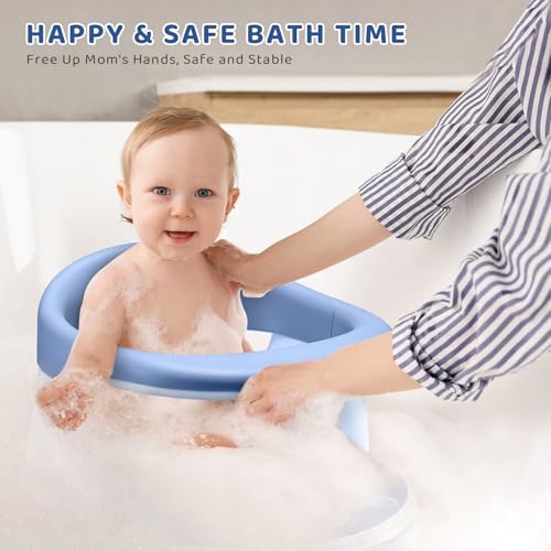 Baby Bath Seat, Infant/Toddler Sit Up Bathtub Seat for 6-12-24 Months, Baby Bath Essentials, Great Shower Gifts for Newborn and New Mothers - Thumbnail 3