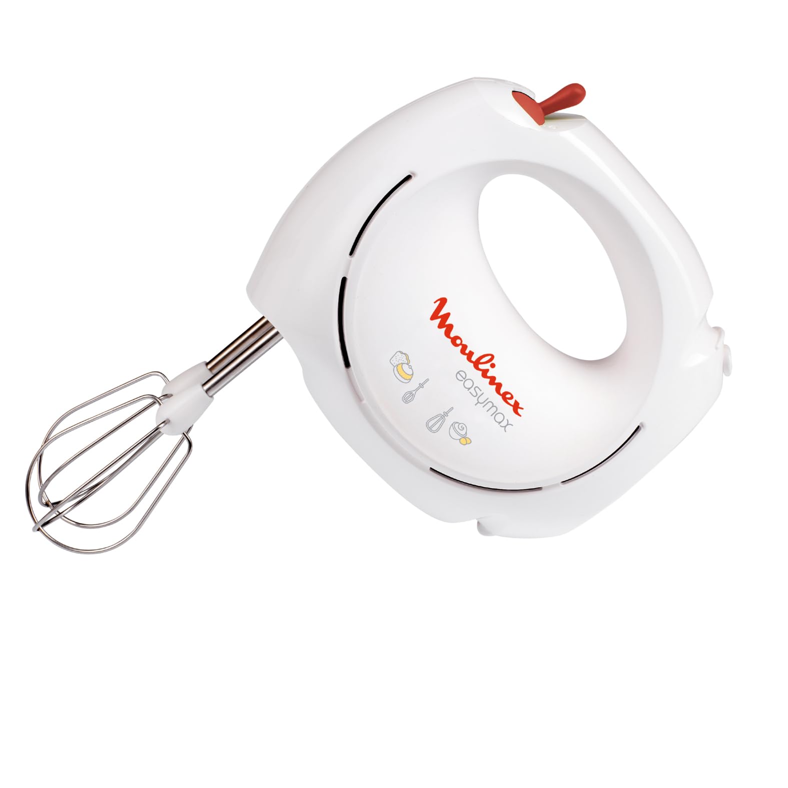 Moulinex, Elektrisches Handrührgerät, 200 W, 2 Geschwindigkeitsstufen, 2 Schneebesen inklusive, ergonomisch, kompakt, Easymax weiß ABM11A30