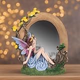 ICE ARMOR Hand Painted 9.75' H Fairy Mirror Statue Sculpture Ornament Decoration Home/Room Decor Ideas for Housewarming, Holidays and Birthdays Great Collectible Addition