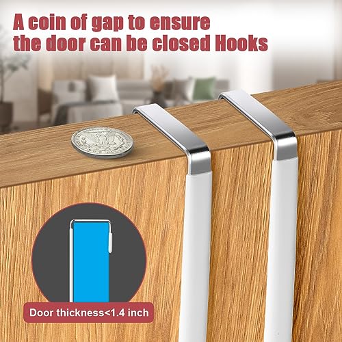 flintronic Over Door Hooks, 4PCS Heavy-Duty Over Door Hanger, Stainless Steel Coat Hooks Wall Mounted for Doors Bedroom - Image 3