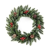クリスマスリース 直径約30cm 約40cm 約50cm 約60cm 松ぼっくり 木の実 葉 クリスマス リース ギフト 玄関リース クリスマスプレゼント 装飾 ディスプレイ 壁掛け ドア吊り 撮影 道具 (直径約30cm)