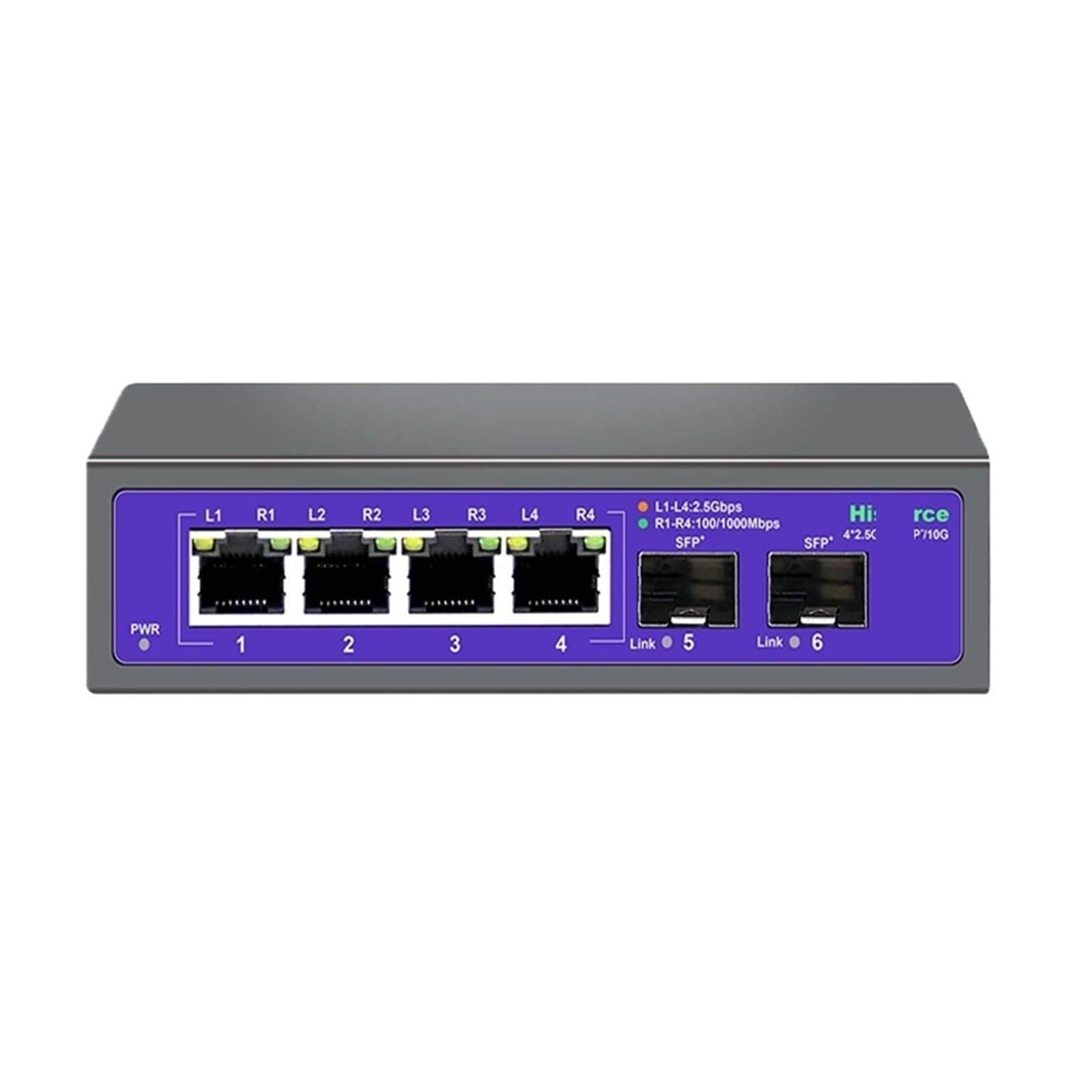 Commutateur Ethernet 2,5 Gbit/s 4 ports 2500 Mbps Commutateur réseau 2 ports 10 G SFP+ Hub Internet Splitter Plug and Play (Plug and Play)