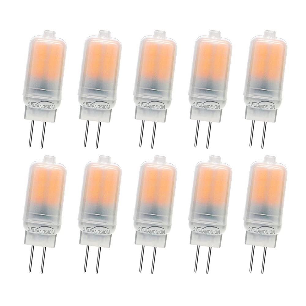 Ruiandsion G4 LED Bulb 12V No-Flicker G4 Bi-Pin Base 3W 3000K Warm White JC Tybe LED Bulb Replacement for Chandelier Landscape Ceiling Lighting Table Lamp (Pack of 10)