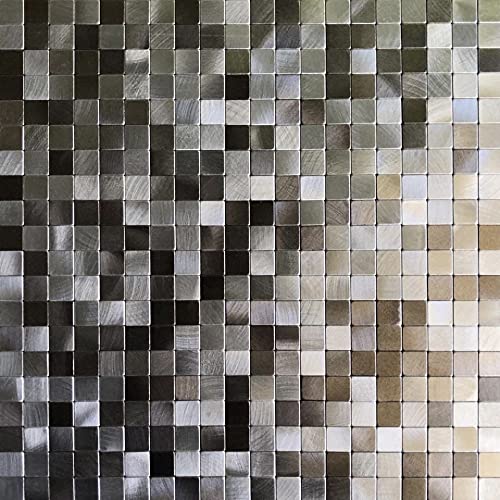 Creative Product KASARO Peel and Stick Mosaic Tile Backsplash Stainless Steel Self Adhesive Tile for Kitchen Wall Bathroom (10, Small Square)