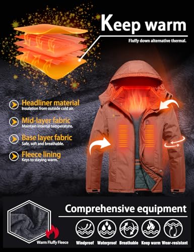 Image of GEMYSE Men's Ski Snow Jacket Warm Winter Waterproof Coat Snowboard Rain Jacket Hooded Windproof Windbreaker