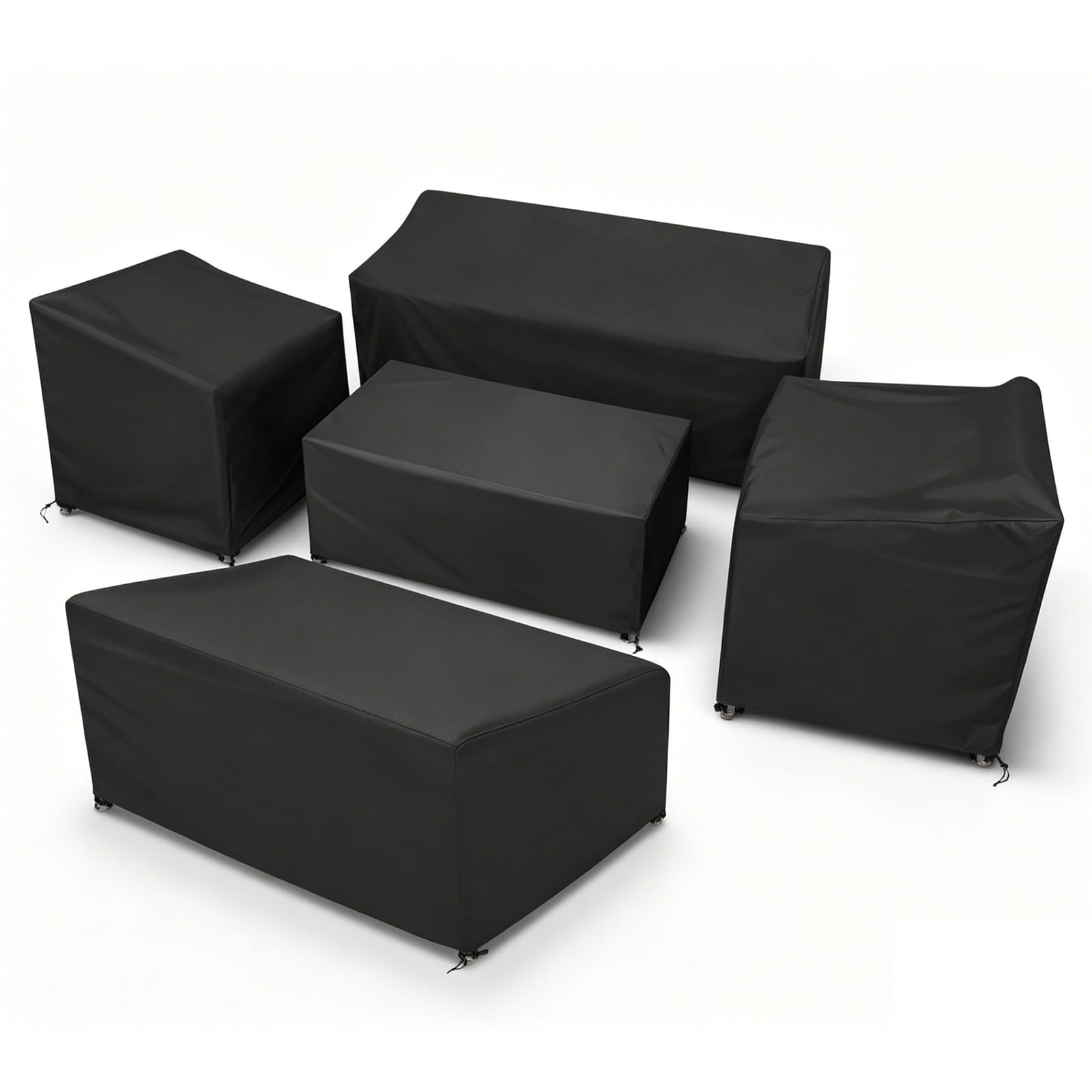 STARTWO Patio Furniture Cover Set, 5 Piece Outdoor Furniture Cover Waterproof, 600D Heavy Duty Lawn Patio Set Covers (Black)