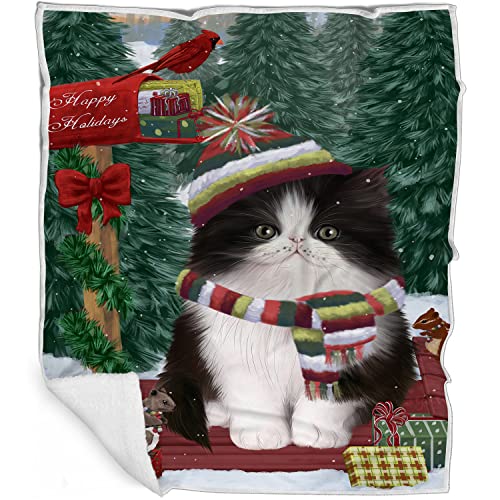 Doggie of the Day Persian Cat Blanket - Merry Christmas Woodland Sled - Super Soft & Warm Pet Theme for Sofa or Bed, Warm Fleece, Sherpa or Woven Material, BLNKT51201 (30x40 Fleece)
