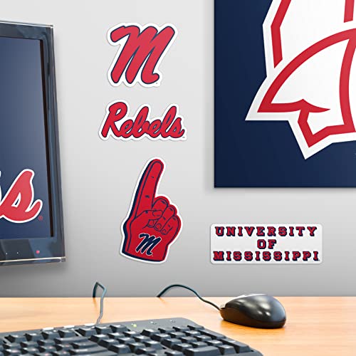 Image of University of Mississippi 8ct Vinyl Large Deluxe Stickers Variety Pack - Laptop, Water Bottle, Scrapbooking, Tablet, Skateboard, Indoor /Outdoor - Set of 8