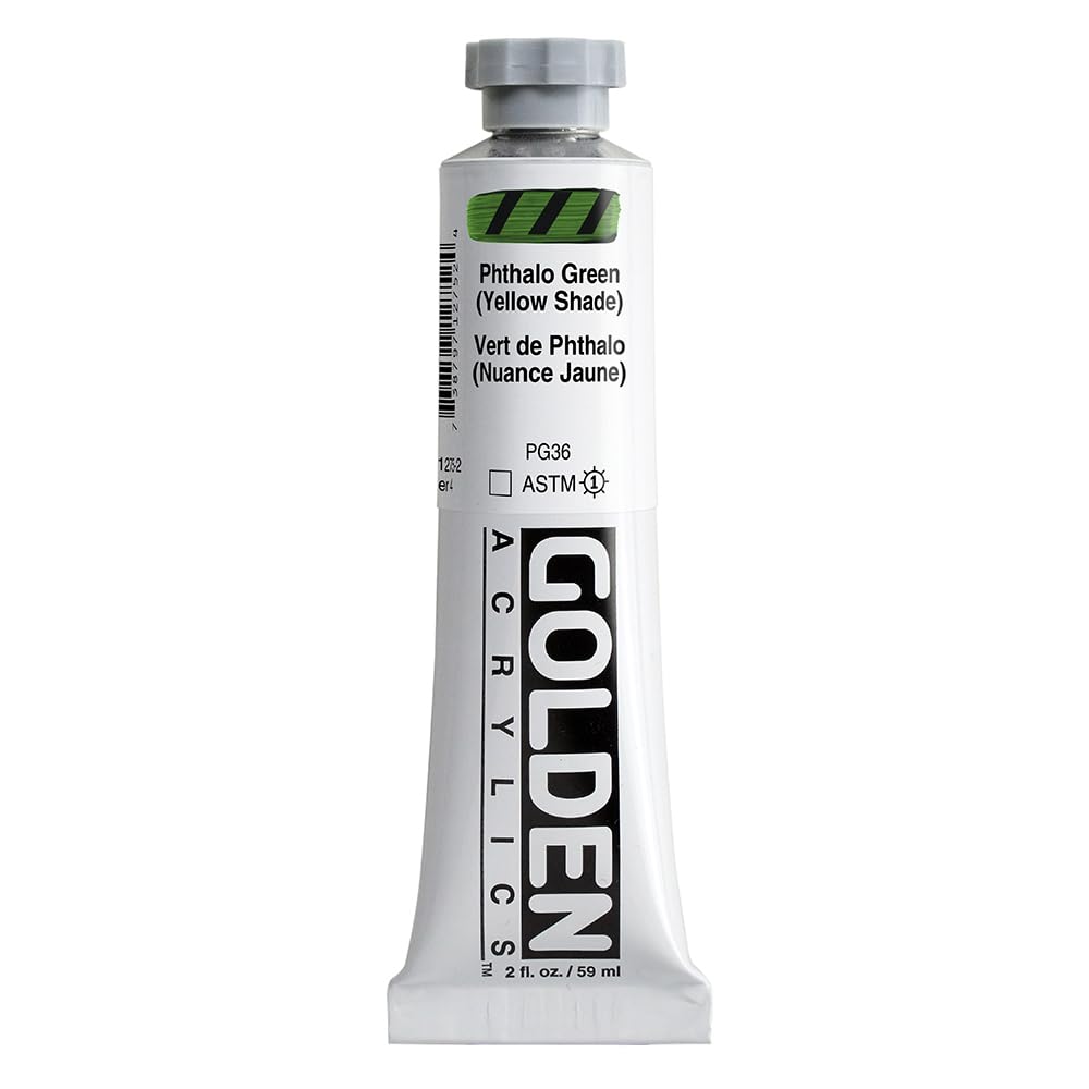Heavy Body Acrylics, Phthalo Green (Yellow Shade), 2 fl. oz. Tube, Professional Acrylic Paint, Transparent