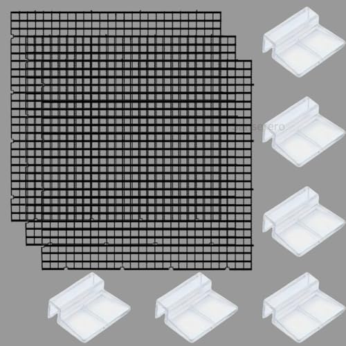 Image of Premier Plants Acrylic Aquarium Fish Tank Lid Cover Support Clip Clamp for Rimless Aquarium And Glass Top, Plastic Fish Tank Cover, Aquarium Hoods 6 Pieces (Black 3 Pcs Grid Divider & 6 Pieces 10 MM Holder)