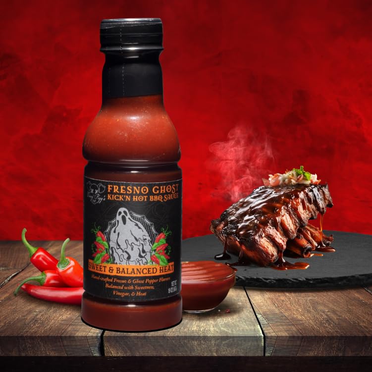 Tony Piggs Hot BBQ Sauce Fresno Ghost Flavor (19oz)- Great Condiment Topping for Wings, Ribs & Burgers at Football Tailgate Parties - Barbecue Sauce w Hot Sauce Heat from Fresh Peppers - Grilling Gift - Image 4
