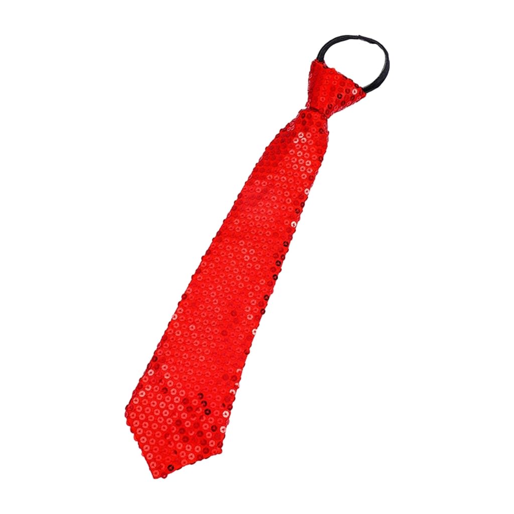 Elnwnnkc Shining Sequins Tie Stage Glitter Paillette Adjustable Zipper Necktie Pre-Tied Neck Wear Fashion Collar