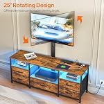 HOOBRO TV Stand with Mount, for 65” TVs, Swivel Led TV Stand with Charging Station, Entertainment Center with Drawers, for Living Room, Bedroom, Rustic Brown and Black BF130UDDS01