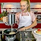 Newest Improved Pancake Batter Dispenser with Lid-Stainless Steel-Professional Kitchen Tool-Great for Baking,Cupcakes,Muffins-Cooking Crepes,Waffles- Easyflow Spout -Measuring Gauge in Mls and cups. #3