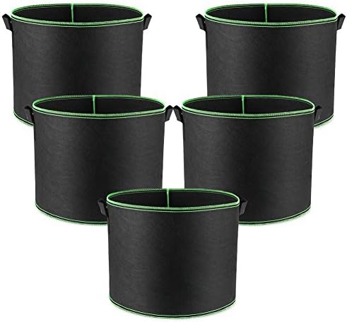 5 Gallon Grow Bags with Handles, Durable and Aesthetic. Honeforest Aeration Fabric Pots(5 Pack)- Ideal Plant Pots for Tomatoes, Peppers, Potatoes, Cucumbers, Beans, Onions, etc